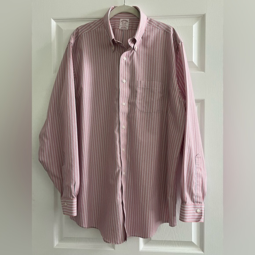 Brooks Brothers Madison Red White Blue Long Sleeve Button Up Shirt 16-1/2 - 35